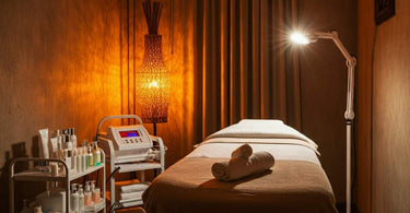 Spa room with essential esthetician equipment