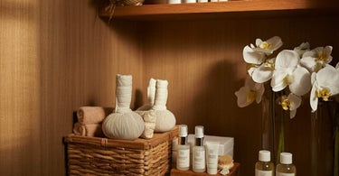 Beautifully organized spa storage space filled with best-selling products.