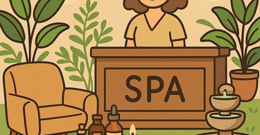 Spa professional gently guiding client to disconnect from phone during treatment