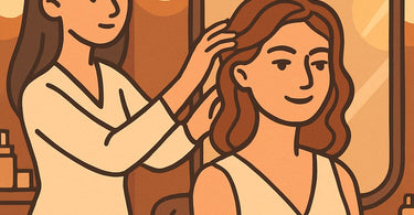 Salon professional giving a client a strategic compliment during a hair consultation