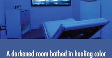 A serene spa setting with candles, folded towels, and a woman practicing mindfulness during a facial