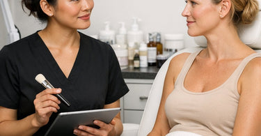 A modern and compact facial chair in a small, bright salon suite, showcasing space-saving design perfect for estheticians.