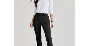 Esthetician wearing comfortable and stylish Barco scrubs