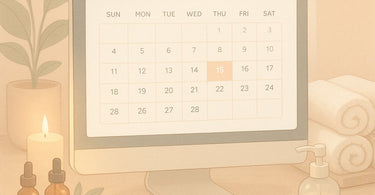 Spa owner using digital appointment software on tablet while smiling