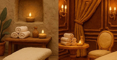 Comparing luxury spa experience versus budget beauty services showing differences in equipment, products and client comfort