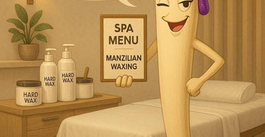 Professional esthetician performing Manzilian waxing service in modern spa setting