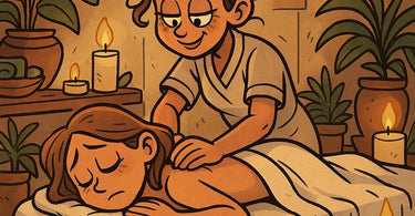 A compassionate esthetician providing a calming facial treatment in a softly lit, safe spa environment