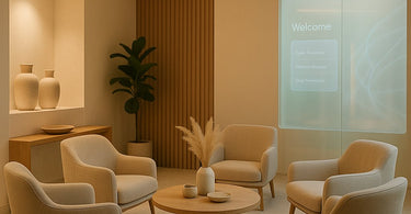 Professional virtual consultation setup showing spa professional on video call with client