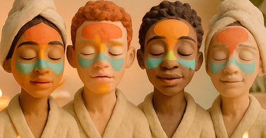 Illustrated diagram of a woman's face showing the Emotional Skin Map with zones labeled for stress-related skin concerns