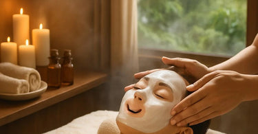 A serene spa treatment room setup for the Executive Decompress protocol, featuring a massage table, warm towels, hot stones, and aromatherapy diffuser.