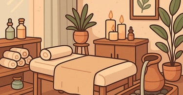 A serene and beautifully organized spa treatment room, showcasing soft lighting, clean linens, and neatly arranged professional tools, representing the ideal five senses environment.