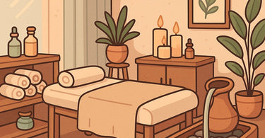 A serene and beautifully organized spa treatment room, showcasing soft lighting, clean linens, and neatly arranged professional tools, representing the ideal five senses environment.