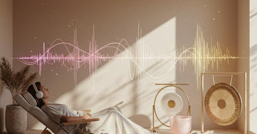 A serene spa setting with singing bowls and candles, showcasing sound therapy in action