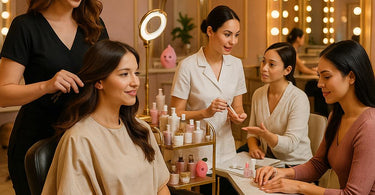 Modern salon and spa equipment setup showcasing sleek furniture, waxing supplies, and beauty tools for a professional glow-up