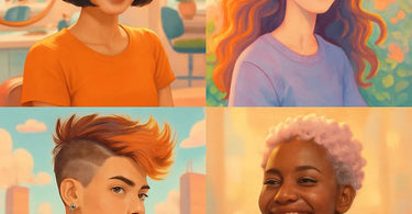Hair Horoscope concept showing different personality-based haircuts in a salon setting