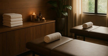 Modern man receiving a professional grooming treatment in a spa setting