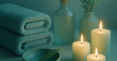 Spa treatment room with speaker playing music during a beauty service