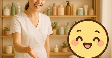 Spa professional warmly greeting a returning client who had previously missed an appointment