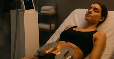 EM Sculpting treatment in a modern spa setting, showcasing non-invasive body contouring technology
