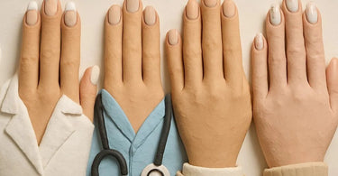 Professional nail styles for different industries showing various manicure options from conservative to creative