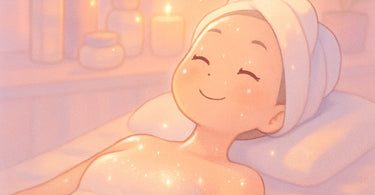 Woman with glowing skin enjoying relaxed post-facial experience in spa setting