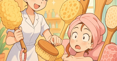 Esthetician demonstrating proper pre-wax exfoliation techniques to client