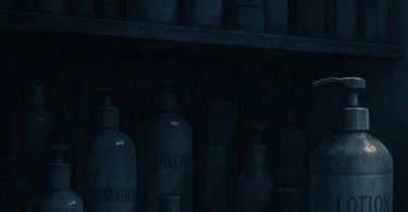Salon and spa backbar organization showing accumulated half-used products that need sorting