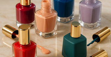 Professional nail technician applying gel top coat over a cured gel polish color in a modern salon setting