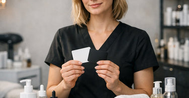 A cheerful spa owner holding a smartphone displaying a salon membership app with recurring revenue graphs and a loyal client reward heart icon.