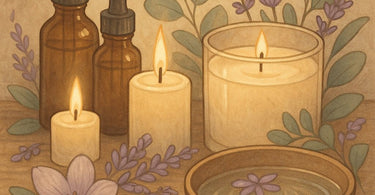 Scent strips for spa and salon marketing mailers shown with various aromatherapy products