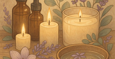 Scent strips for spa and salon marketing mailers shown with various aromatherapy products