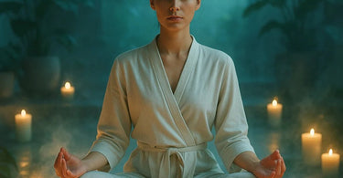 Woman experiencing digital detox and relaxation at spa social sanity service