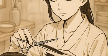 Close-up of a professional hairstylist's hands using precision shears to cut hair, showcasing trust and expertise.