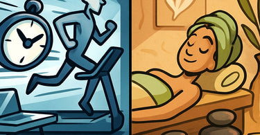 Side-by-side comparison of speed waxing tools and therapeutic paraffin wax treatment in a professional spa setting