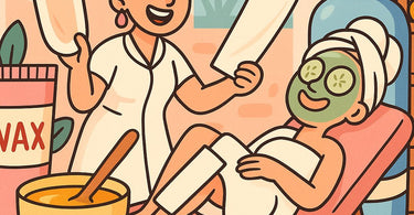 Professional esthetician performing a bikini wax with high-quality waxing supplies