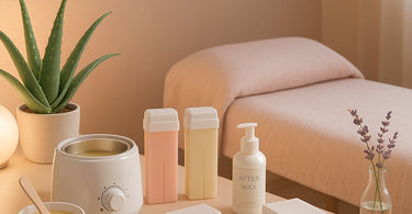 Professional esthetician performing full body wax treatment in spa setting