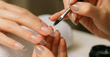 Close-up of flawless Japanese gel nail extensions with glossy finish
