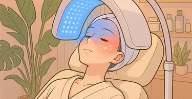 Professional LED light therapy facial treatment in a spa setting