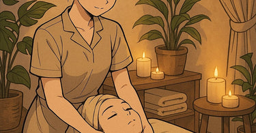 Professional performing lymphatic drainage massage in spa setting