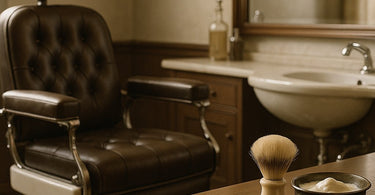 Professional barber performing classic straight razor shave in spa setting