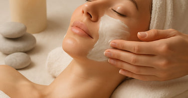 Bride receiving professional post-wedding glow facial at spa