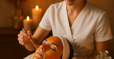 Pumpkin Enzyme Peel Facial being applied by a spa professional