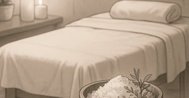 Professional spa therapist performing salt scrub and massage combo treatment on client