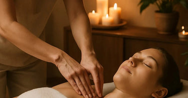 Professional therapist performing Shiatsu pressure point massage on a client