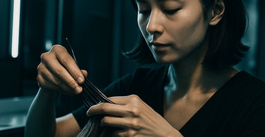 Close-up of an esthetician's hands demonstrating proper skin tension technique during a professional waxing service