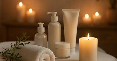 Esthetician explaining post-wax care steps to a client in a modern spa treatment room