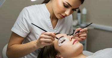 Professional applying Intensive Eyelash and Brow Tint to a client