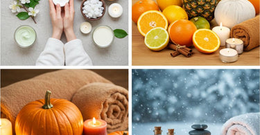 Seasonal spa treatments and products displayed aesthetically