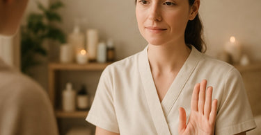 Spa professional having honest consultation with client about skincare products