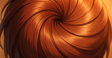 Close-up view of hair crown whorl pattern showing unique growth direction